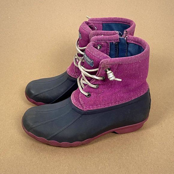 Sperry Other - Sperry Saltwater Duck Boot Girls Size 1 Pink Black Lace Up